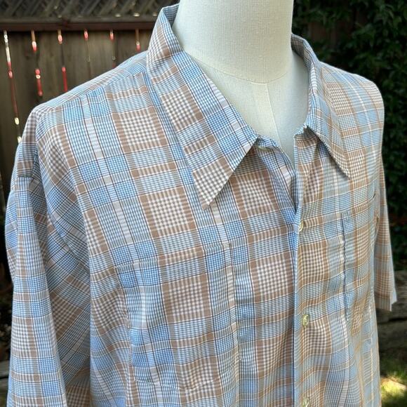 Above Average Pennshire Dress Shirt Mens 4X 20-21 Big Man Tan Plaid - Picture 2 of 10